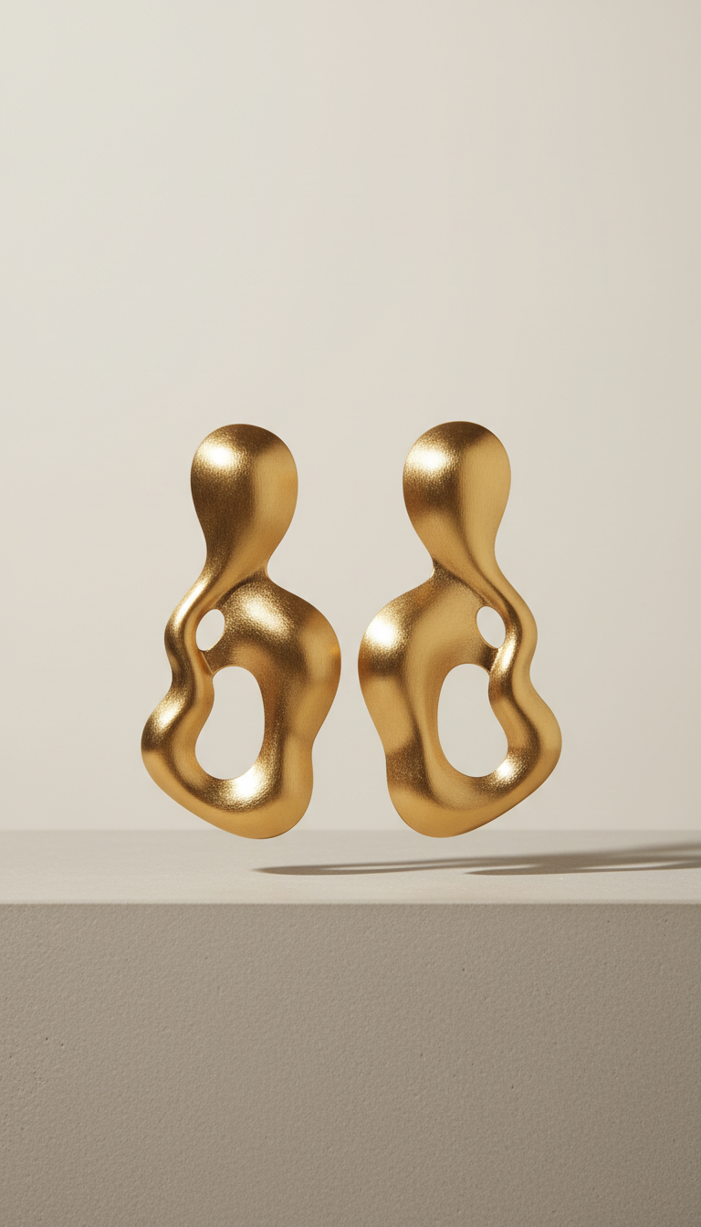 Gold vermeil sculptural statement earrings