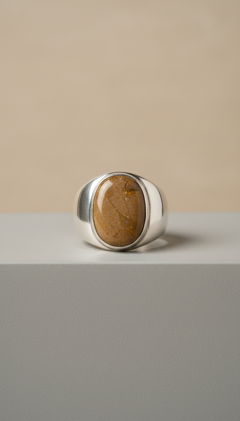 Sterling silver ring with green onyx