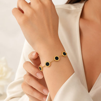 Afazeen Luxe Black Medallion Greek Key Bracelet