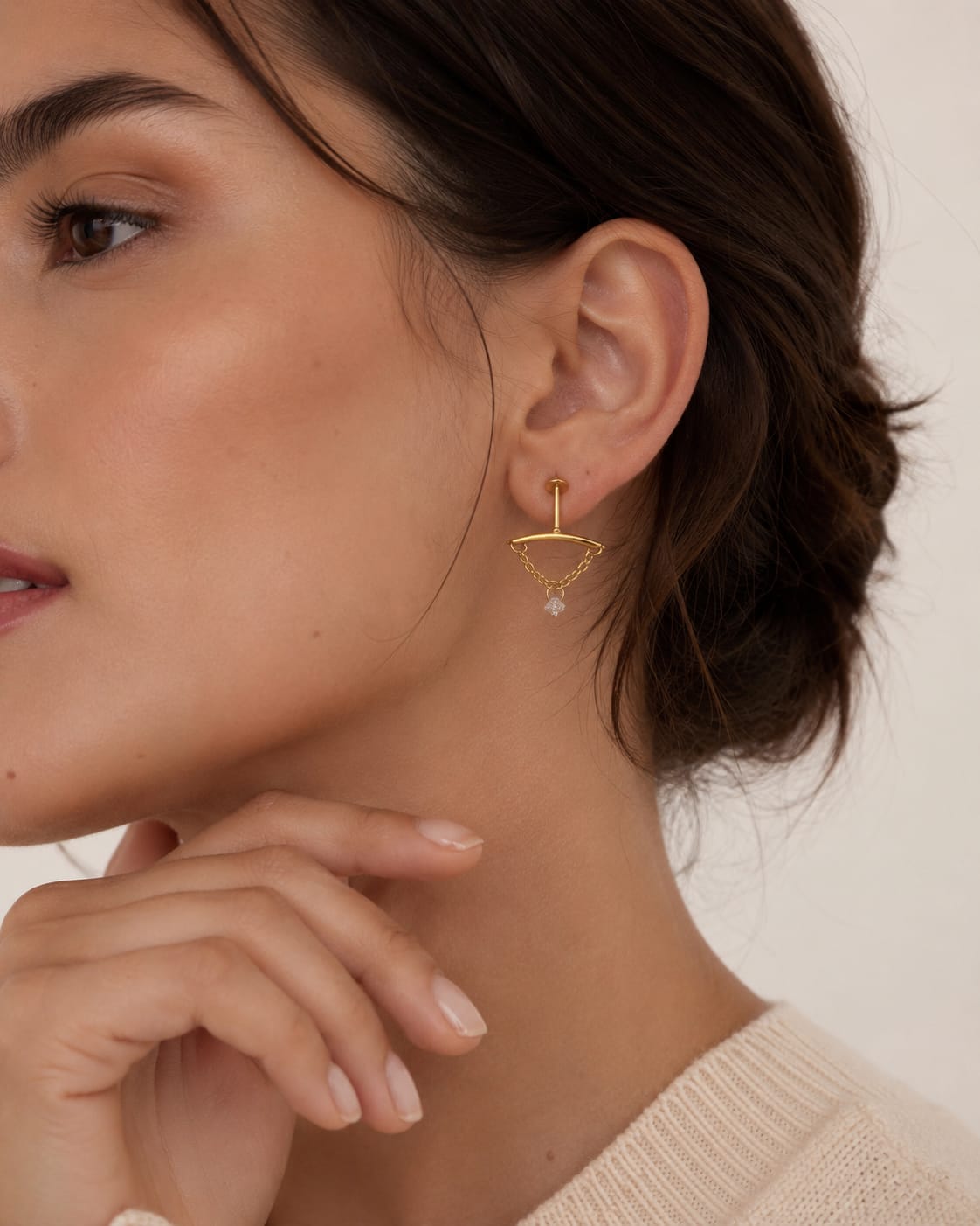 Afazeen Luxe Geometric Crystal Chain Drop Earrings