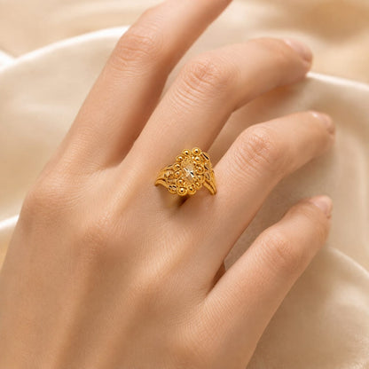 Afazeen Luxe Royal Floral Filigree Statement Ring