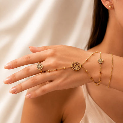 Afazeen Luxe Tree of Life Hand Chain Bracelet