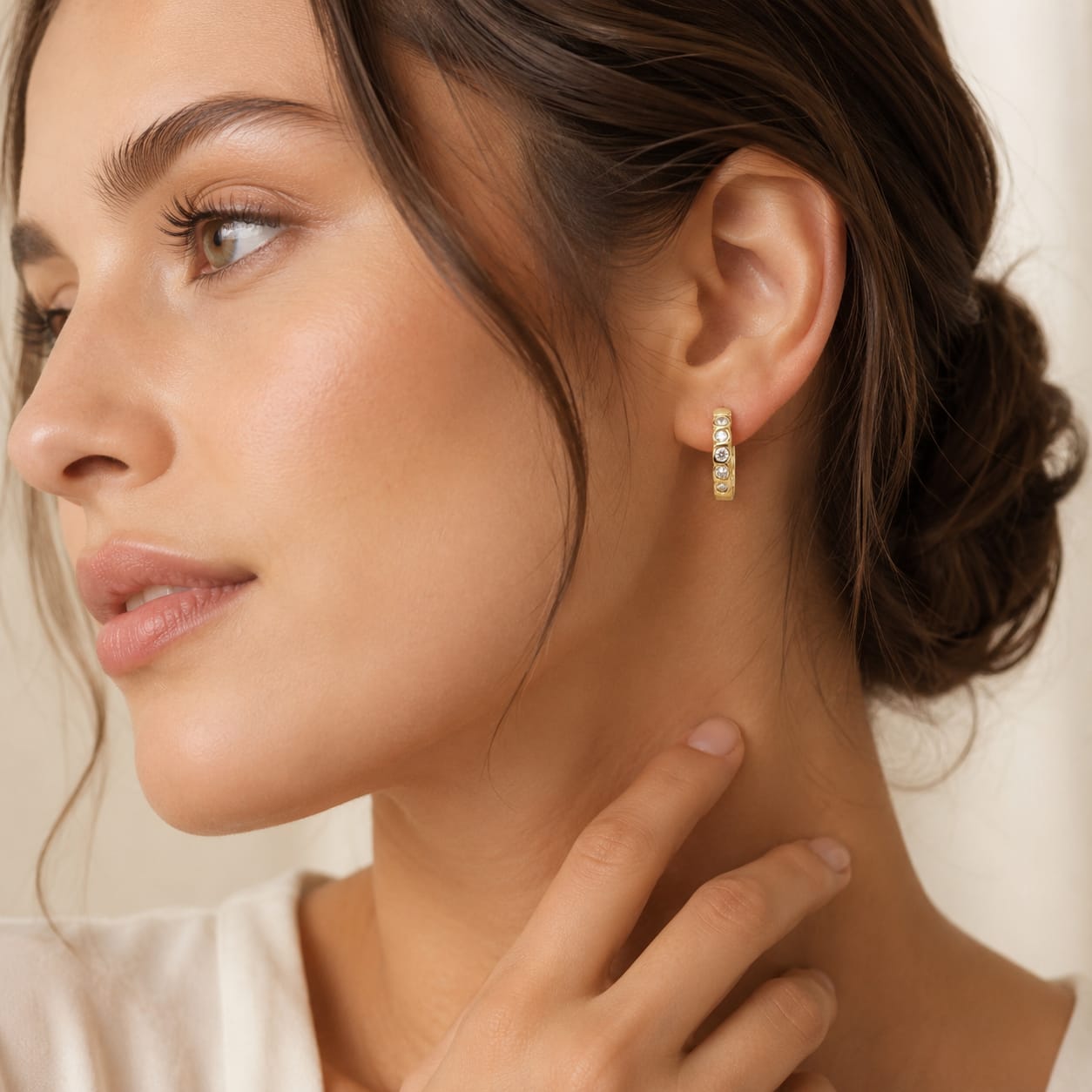 Afazeen Luxe Crystal Gold Hoop Earrings