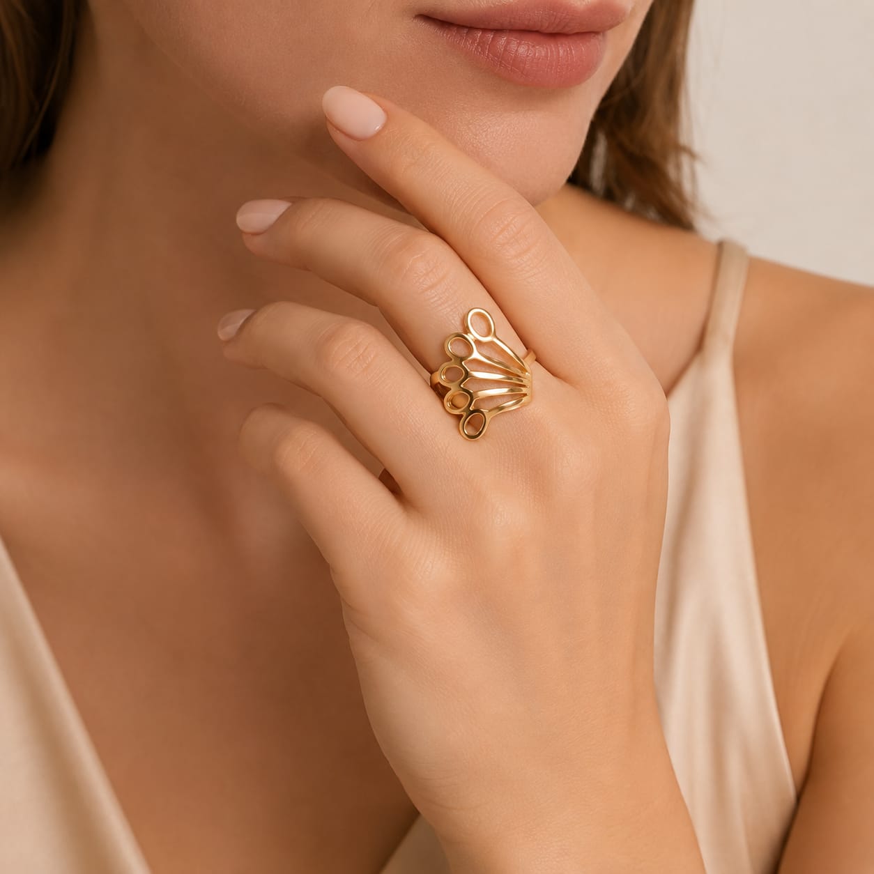 Afazeen Luxe Golden Statement Ring