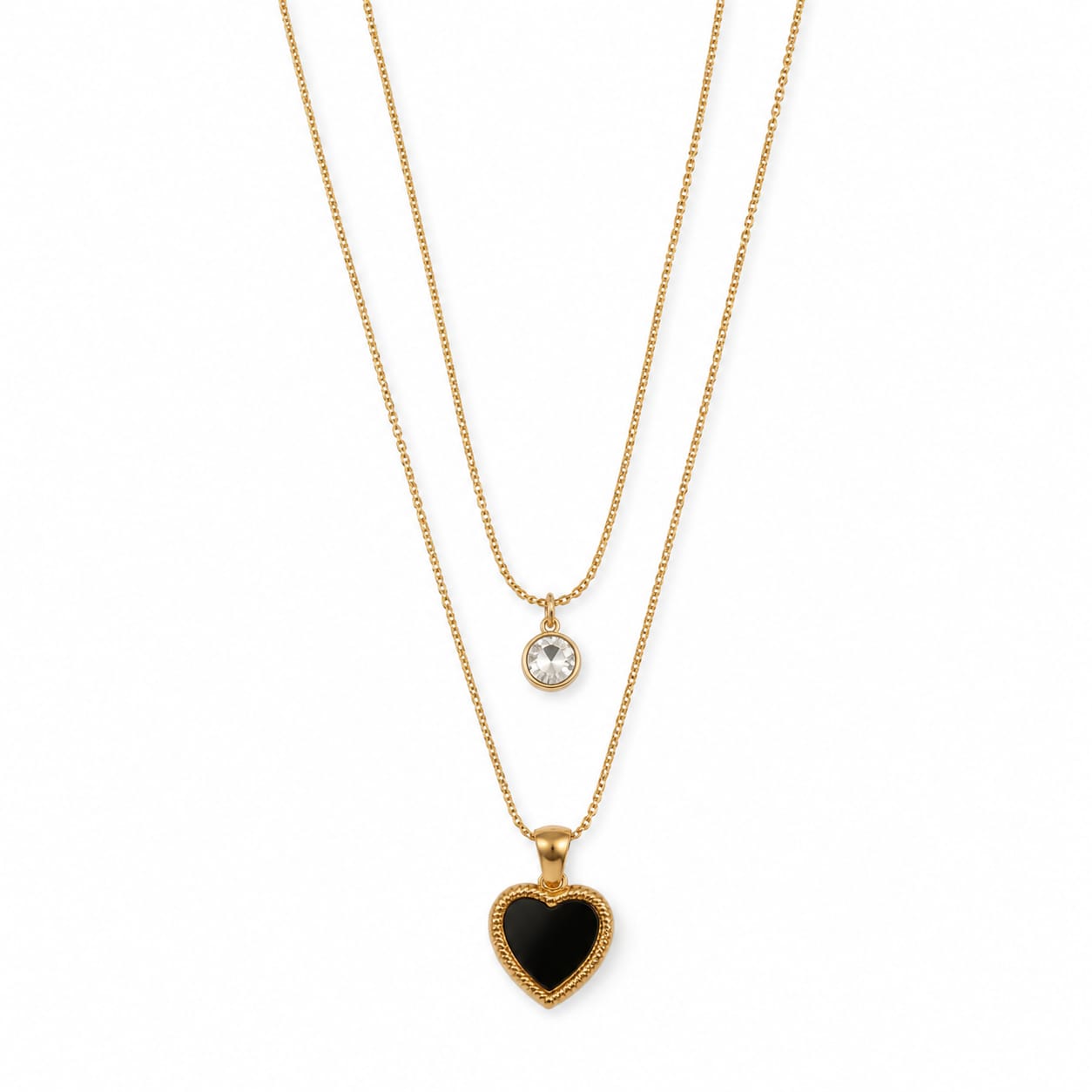 AFAZEEN Luxe Double Layer Heart Necklace