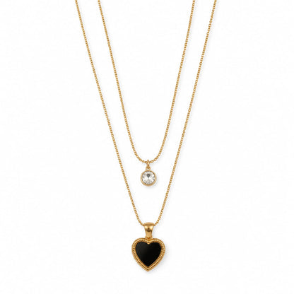 AFAZEEN Luxe Double Layer Heart Necklace