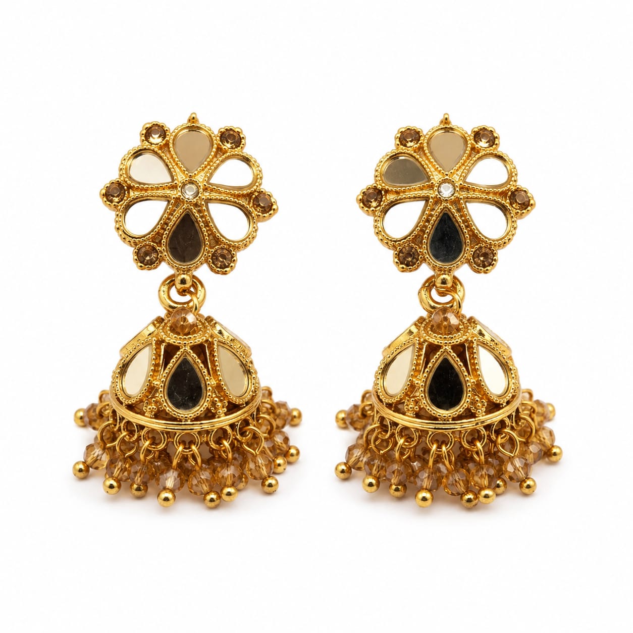 Afazeen Floral Kundan Jhumka