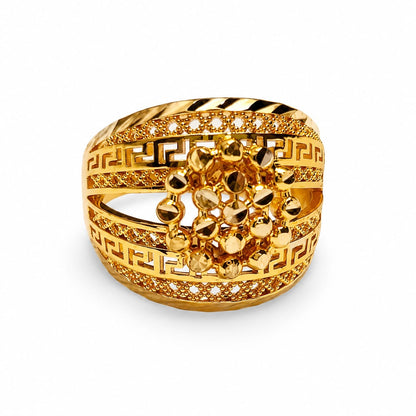 Afazeen Luxe Greek Key Gold Band Ring