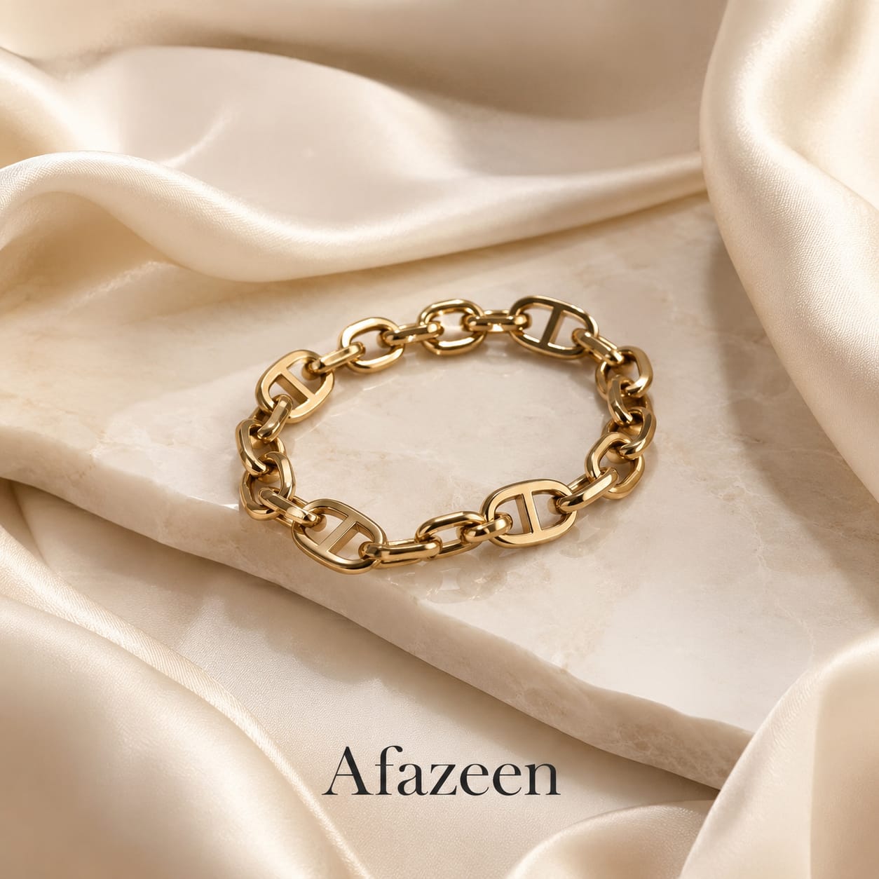 Afazeen Luxe Gold Link Chain Bracelet