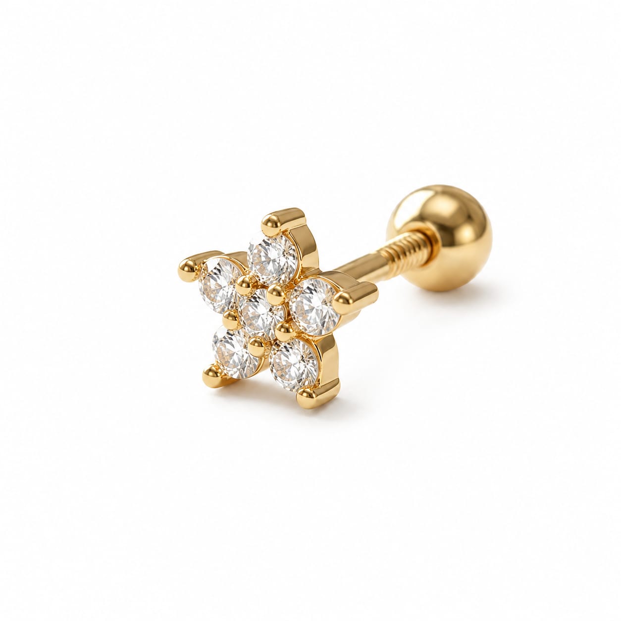 Afazeen Luxe Floral Crystal Nose Pin