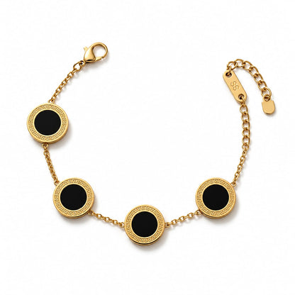 Afazeen Luxe Black Medallion Greek Key Bracelet