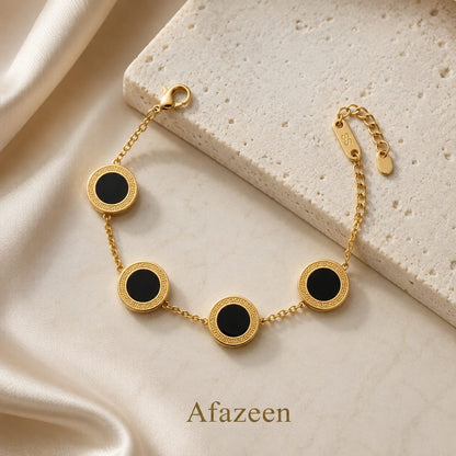 Afazeen Luxe Black Medallion Greek Key Bracelet