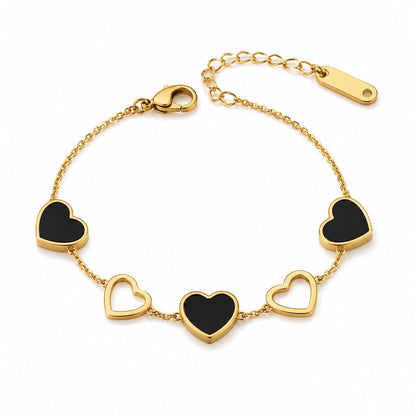 Afazeen Luxe Black Heart Charm Bracelet