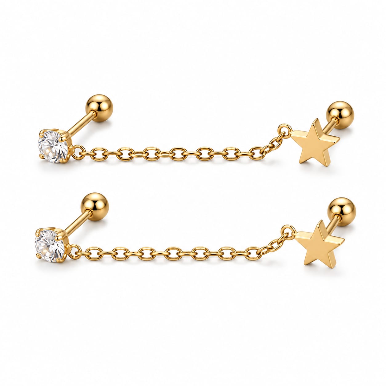 Afazeen Luxe Star Crystal Chain Earrings