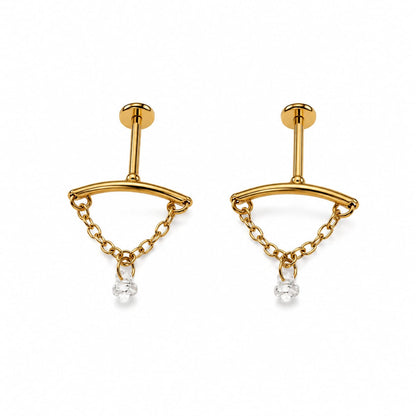 Afazeen Luxe Geometric Crystal Chain Drop Earrings
