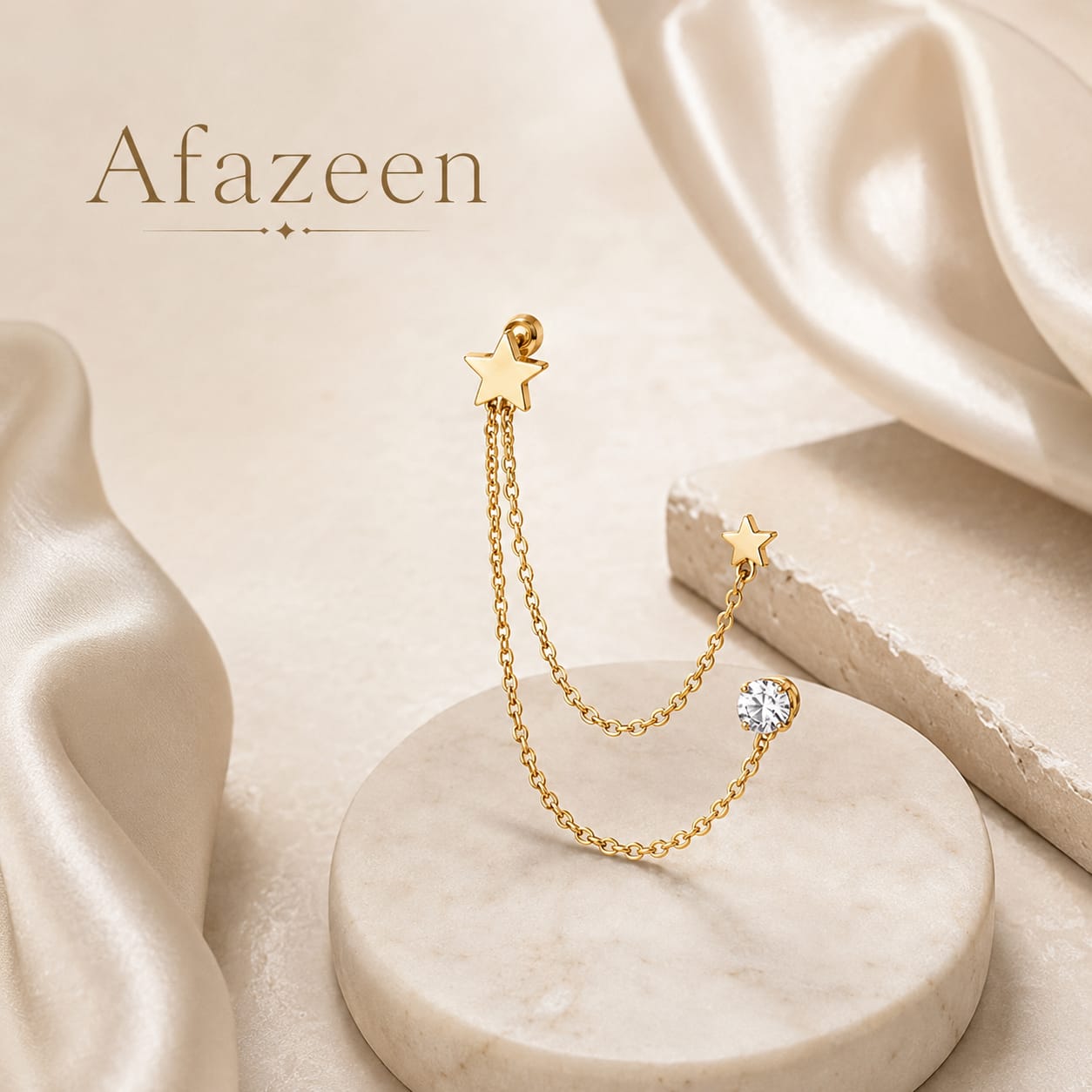 Afazeen Luxe Star Chain Ear Cuff