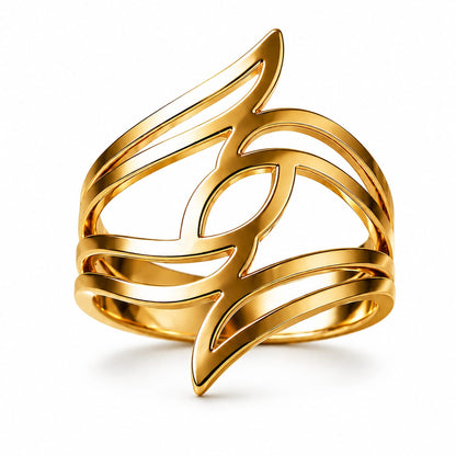 Afazeen Luxe Abstract Wave Statement Ring