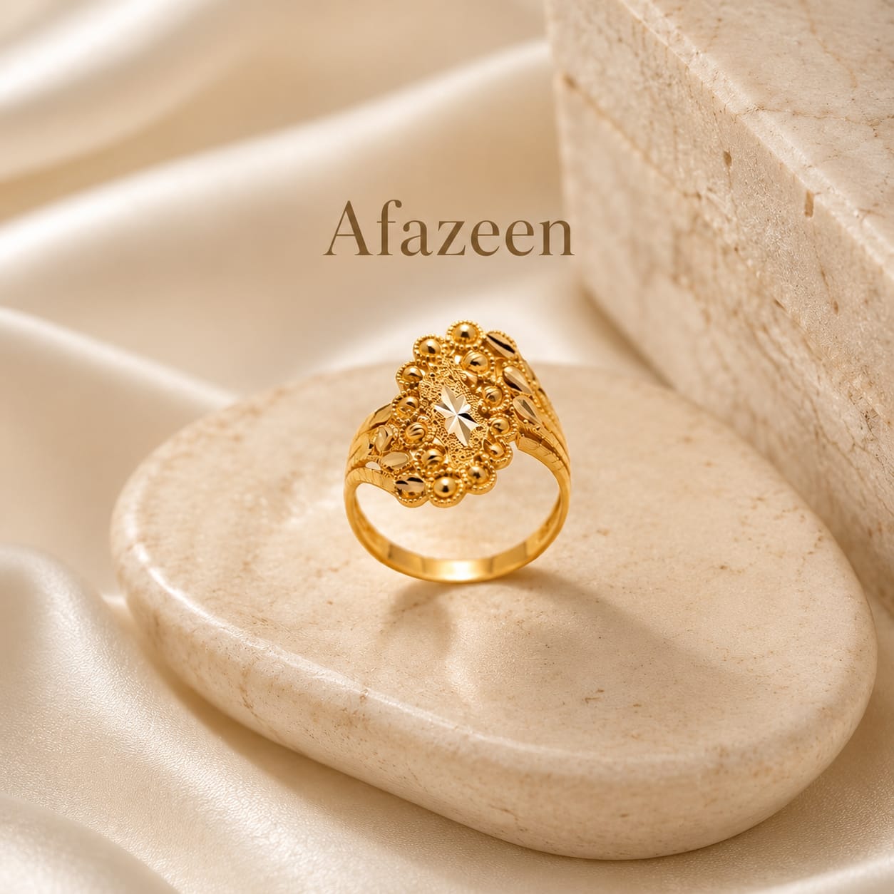 Afazeen Luxe Royal Floral Filigree Statement Ring