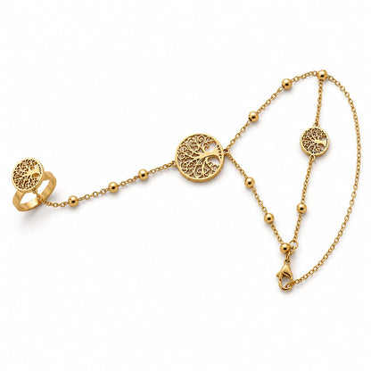 Afazeen Luxe Tree of Life Hand Chain Bracelet
