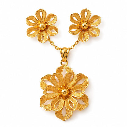 Afazeen Golden Floral Jewelry Set