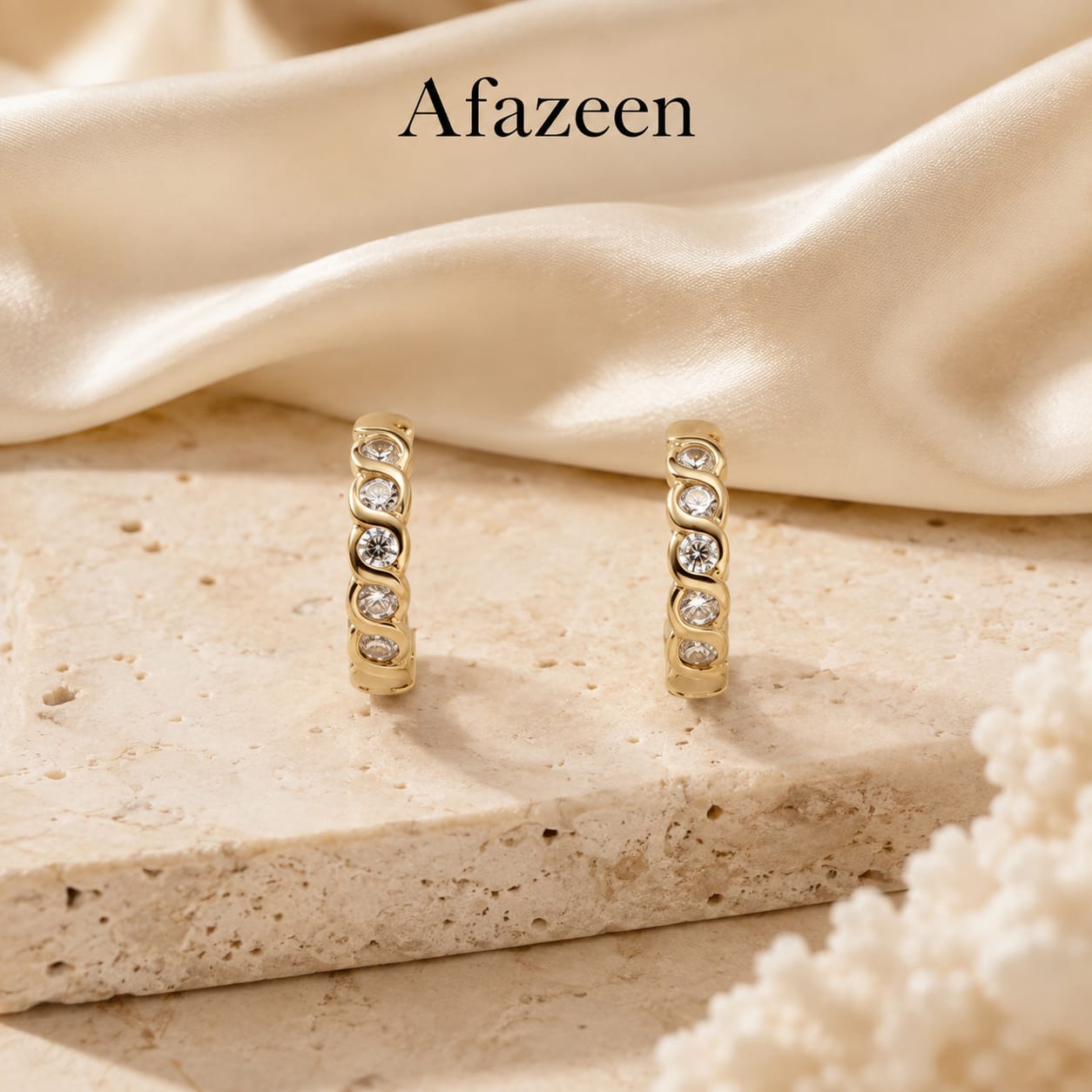 Afazeen Luxe Crystal Gold Hoop Earrings