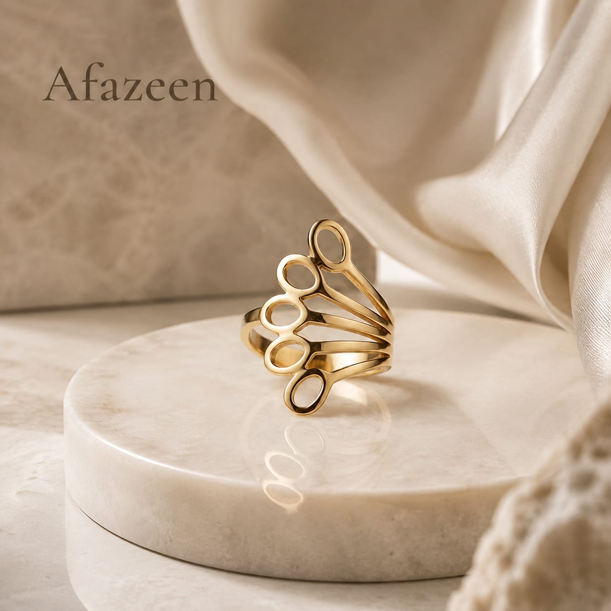 Afazeen Luxe Golden Statement Ring