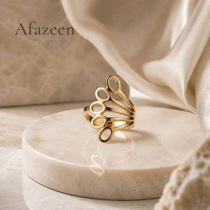 Afazeen Luxe Golden Statement Ring