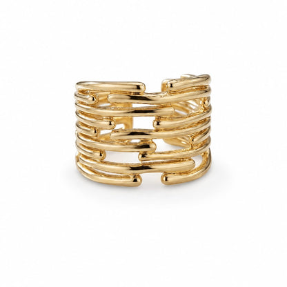 Golden Link Cuff Ring