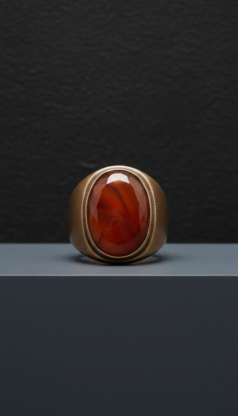 Chunky Bronze Brown Ring With Smoky Quartz